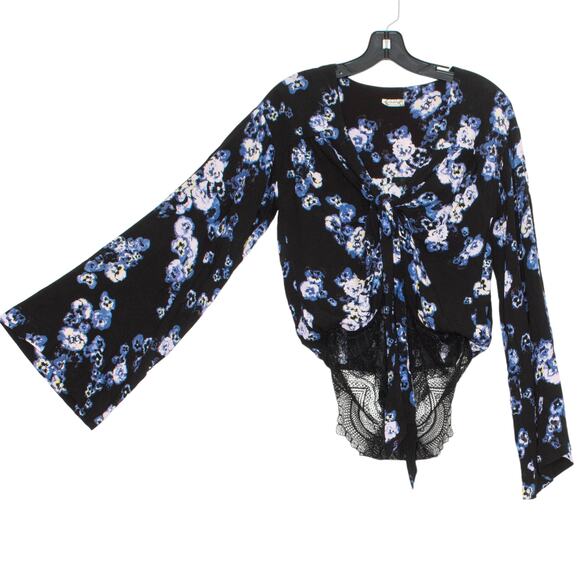 Free People Bodysuit Y2K Whimsigoth Boho Witchy Fairycore Grunge Floral Lace XS - Picture 6 of 6